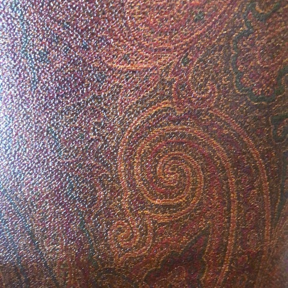 W ETRO Milano Red Paisley Vachetta Leather Tote Shoulder Bag Interior Zip Pocket - Picture 16 of 17